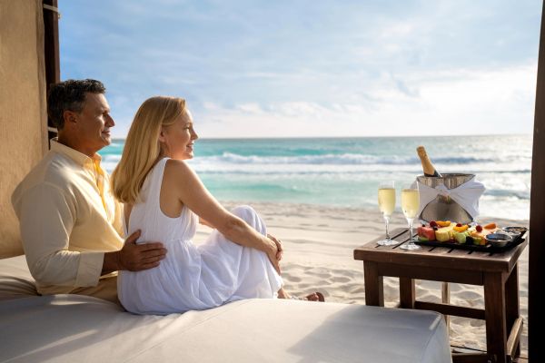Beachside cabana set for a relaxing afternoon