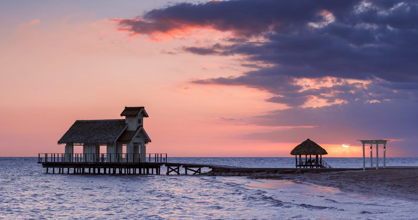 Overwater wedding chapel at Sandals South Coast in Jamaica
